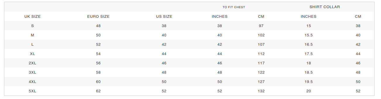 ALAN PAINE MENS SHIRTS 24  Größentabelle